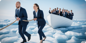 Elena sitzt am Tisch mit ihrem Laptop und hat dabei einen Ausblick auf die Berge | Ski-Office | Kraus & Partner - Transformation Experts