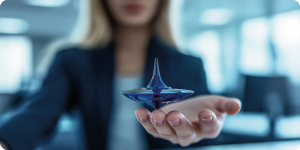 Elena sitzt am Tisch mit ihrem Laptop und hat dabei einen Ausblick auf die Berge | Ski-Office | Kraus & Partner - Transformation Experts